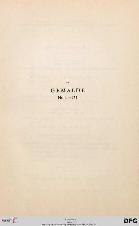 I. Gemälde (Nr. 1-171)