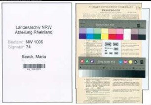 Entnazifizierung Maria Van Beeck , geb. 27.08.1900 (Geschaeftsinhaberin)