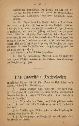 Das ungarische Wechselgesetz