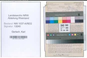 Entnazifizierung Karl Gerlach , geb. 24.02.1911 (Reg.Inspektor)