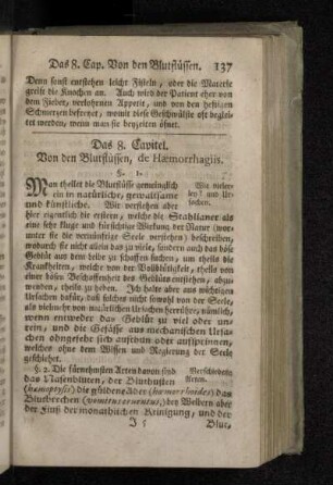 Das 8. Capitel. Von den Blutflüssen, de Hæmorrhagiis.