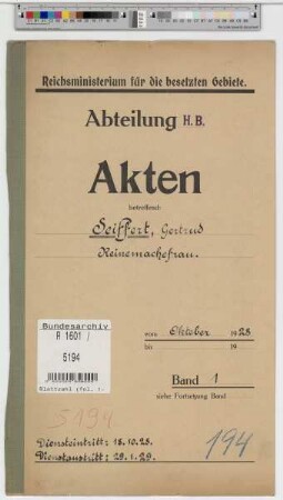 Seiffert, Gertrud, geb. 9.6.1891, Reinemachefrau
