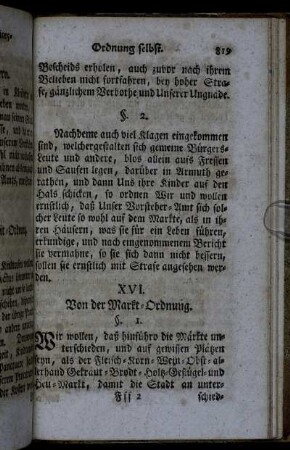 XVI. Von der Markt-Ordnung.