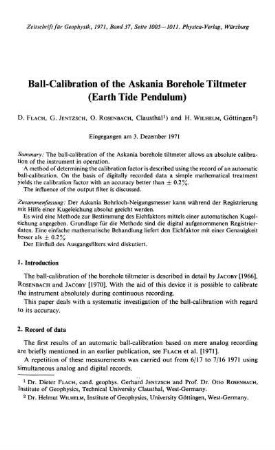 Ball-calibration of the Askania borehole tiltmeter (Earth tide pendulum)