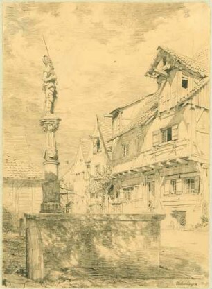 Überlingen Kaiserbrunnen Hofstatt Blaser'sches Haus
