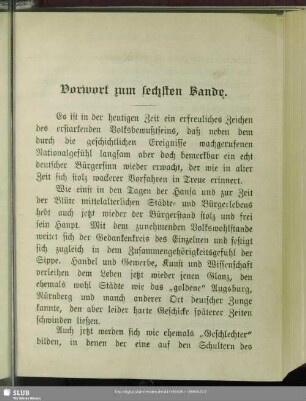 Vorwort zum sechsten Bande