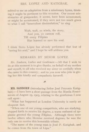 Remarks by Senor López
