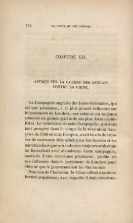 Chapitre XXI. Apercu sur la guerre des anglais contre la Chine