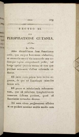 Sectio XI. De Perspiratione Cutanea