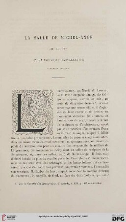 2. Pér. 14.1876: La salle de Michel-Ange au Louvre et sa nouvelle installation, 1