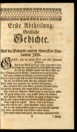 Erste Abtheilung: Geistliche Gedichte