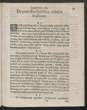 Sectio III. De pane Eucharistico eiusque fractione.