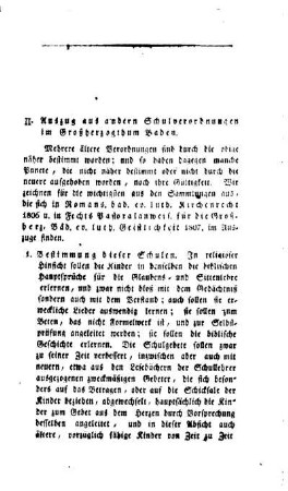 Auszug aus andern Schulverordnungen im Großherzogthum Baden