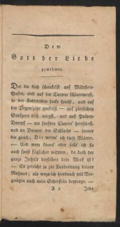Dem Gott der Liebe gewidmet.
