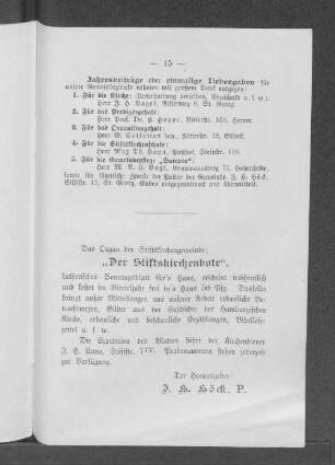 Jahresbeiträge oder einmalige Liebesgaben