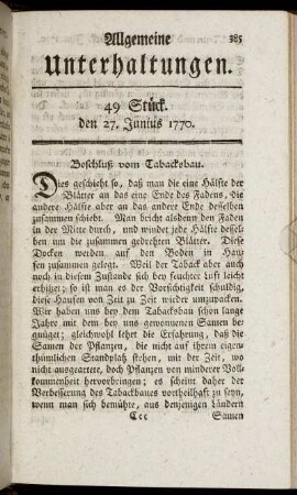 49 Stück. den 27. Junius 1770.