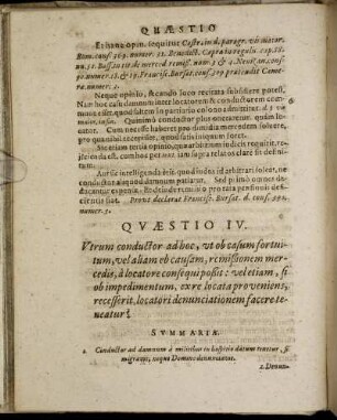 Quæstio IV. Utrum conductor ad hoc, ut ob casum fortuitum, vel aliam ob causam [...]