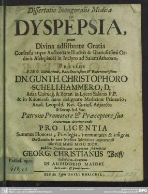 Dissertatio inauguralis medica De dyspepsia