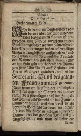 Vorrede Der ersten Edition.