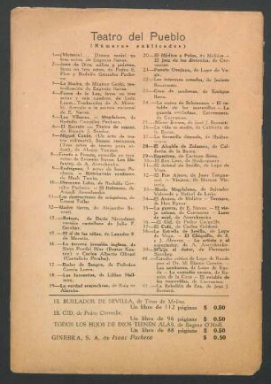 Teatro del Pueblo - (Números publicados)