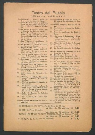 Teatro del Pueblo - (Números publicados)