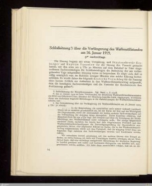Schlußsitzung über die Verlängerung des Waffenstillstandes am 16. Januar 1919