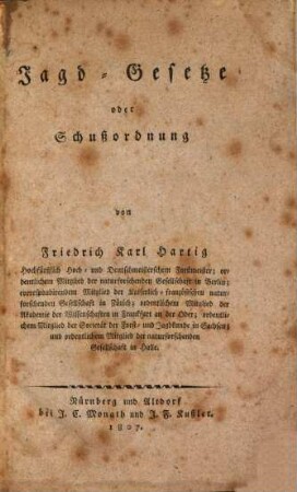 Jagd-Gesetze oder Schußordnung