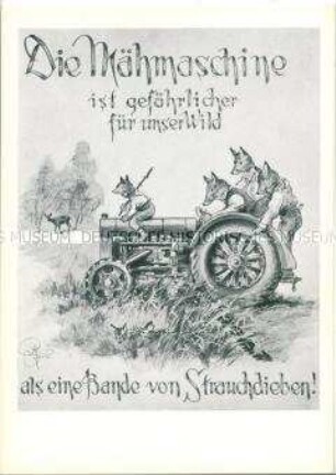 Kritische Zeichnung zum Thema Landwirtschaft und Wildbestand