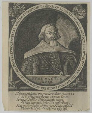 Bildnis des Nicolaus Henelius ab Hennenfeld