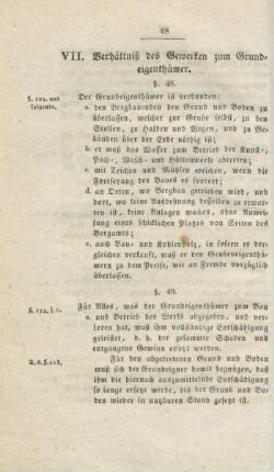 VII. Verhältniß des Gewerken zum Grundeigenthümer