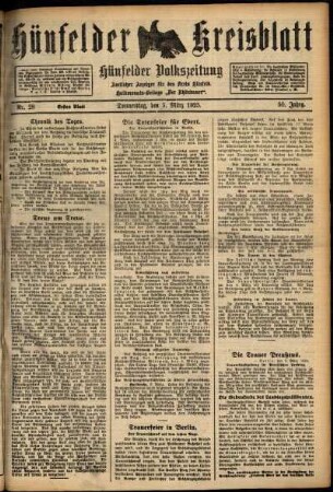 Erste Ausgabe vom Donnerstag, den 05. März 1925.