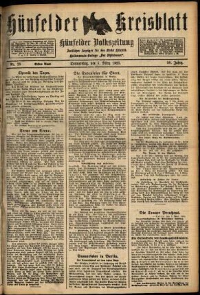 Erste Ausgabe vom Donnerstag, den 05. März 1925.