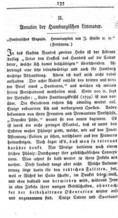 II. Annalen der Hamburgischen Litteratur.