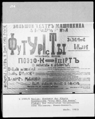 Die Futuristen veranstalten eine Vorlesung; Poeso-Konzert