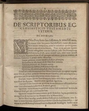 De Scriptoribus Ecclesiasticis Testamenti Veteris.