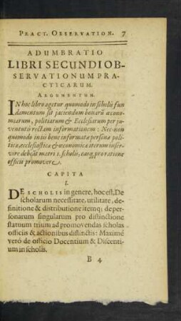 Adumbratio Libri Secundi Observationum Practicarum.