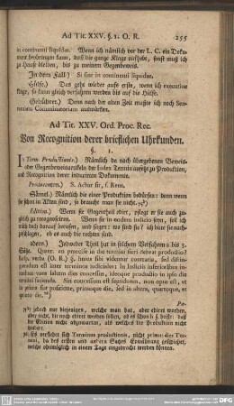 Ad. Tit. XXV. Ord. Proc. Rec. Von Recognition derer brieflichen Uhrkunden