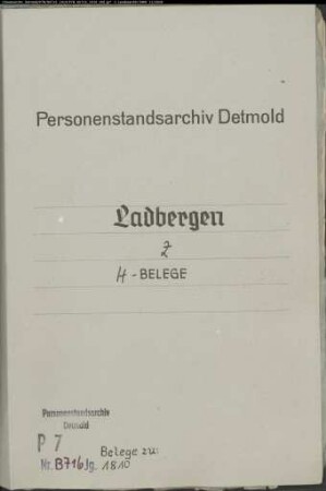 Belegakte zum Heiratsregister 1810 der Munizipalität Ladbergen
