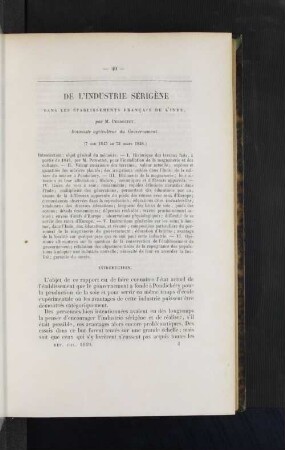 De l'industrie serigene