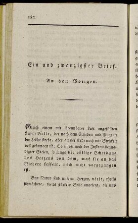Ein und zwanzigster Brief. An den Vorigen.