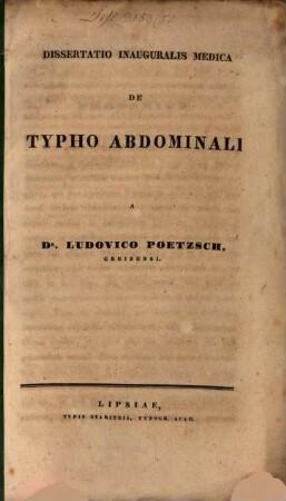 Diss. inaug. med. de typho abdominali