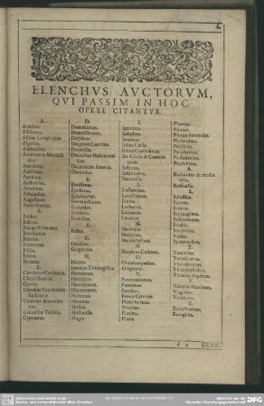 Elenchus Auctorum, Qui Passim in Hoc Opere Citantur