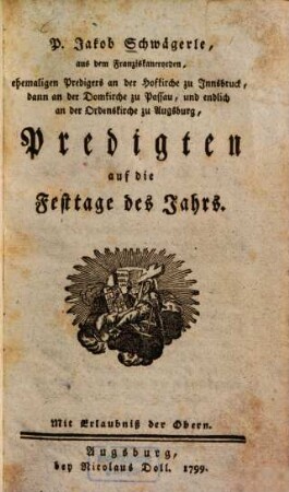Predigten auf die Festtage des Jahrs