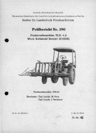 Flachsraufmaschine TLN - 1,5