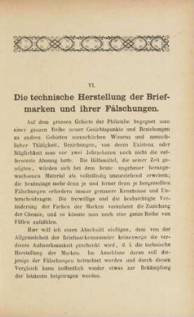 VI. Die technische Herstellung der Briefmarken und ihrer Fälschungen