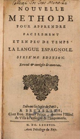 Nouvelle Methode pour apprendre ... la langue Espagnole