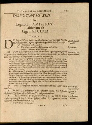Disputatio XLII. De Legatorum Amissione, Ubi etiam de Lege Falcidia