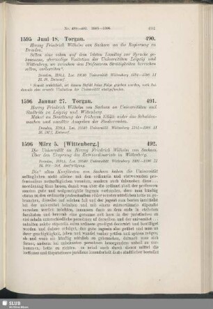 491. 1596, Januar 27. Torgau