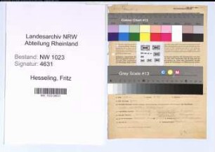 Entnazifizierung Fritz Hesseling , geb. 19.11.1892 (Landessekretaer)