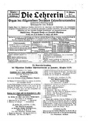 15. Generalversammlung des Allgemeinen Deutschen Lehrerinnenvereins zu Hannover , Pfingsten 1919